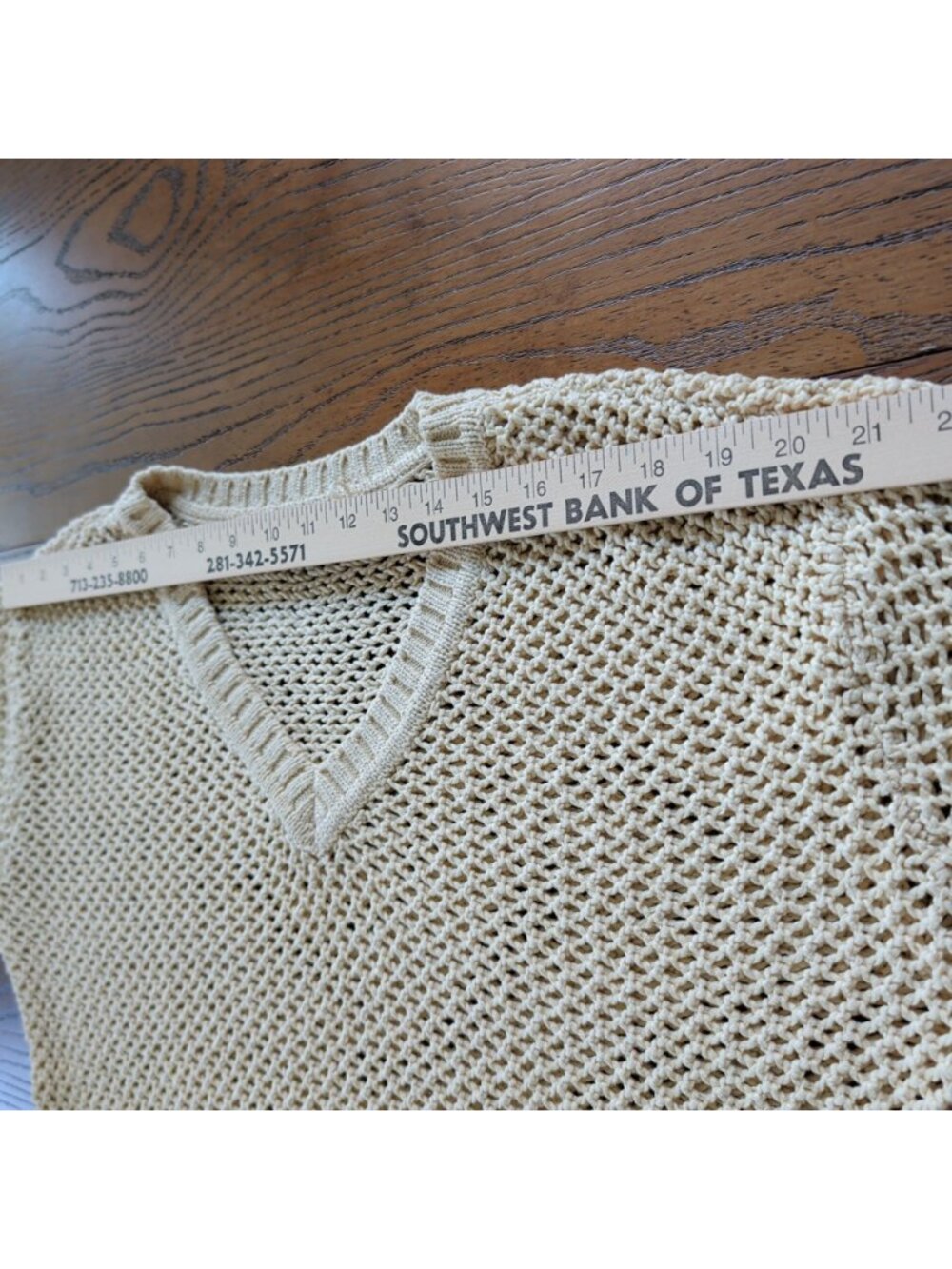 Tommy Bahama Denim Womens M Cream Open Knit V Neck Cotton Sweater Coastal - Picture 16 of 16
